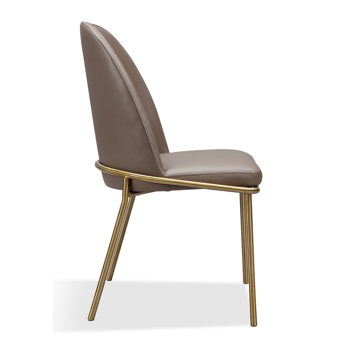 Modus Doheny Leather Upholstered Metal Leg Dining Chair in Boots and BrassImage 4