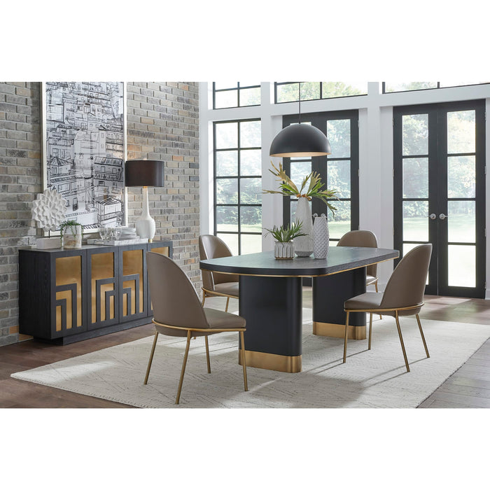 Modus Doheny Leather Upholstered Metal Leg Dining Chair in Boots and BrassImage 5