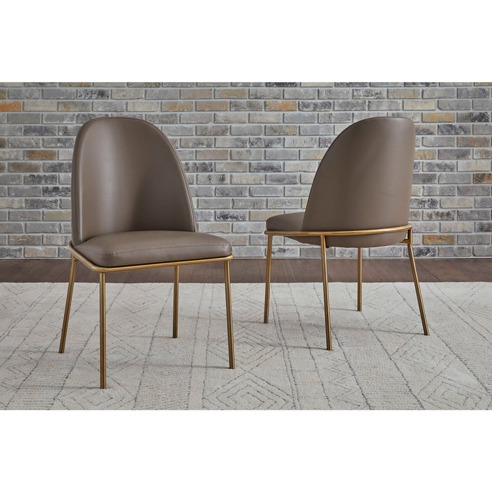 Modus Doheny Leather Upholstered Metal Leg Dining Chair in Boots and BrassMain Image