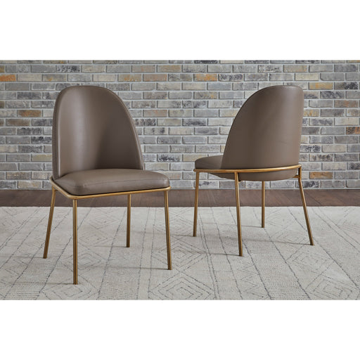 Modus Furniture Doheny Leather Upholstered Metal Leg Dining Chair in Boots and Brass 655450393938 MPMV63 Main Image
