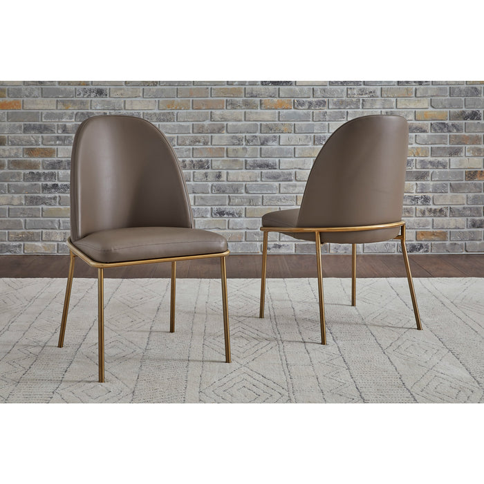 Modus Furniture Doheny Leather Upholstered Metal Leg Dining Chair in Boots and Brass 655450393938 MPMV63 Main Image