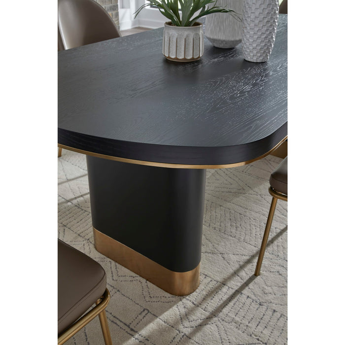 Modus Doheny Wood and Metal Oval Dining Table in Black and Brass Image 1