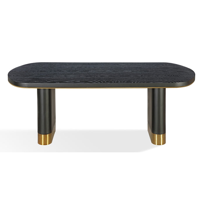 Modus Doheny Wood and Metal Oval Dining Table in Black and Brass Image 3