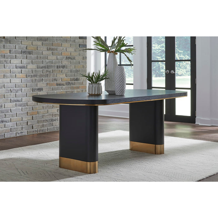 Modus Doheny Wood and Metal Oval Dining Table in Black and Brass Main Image