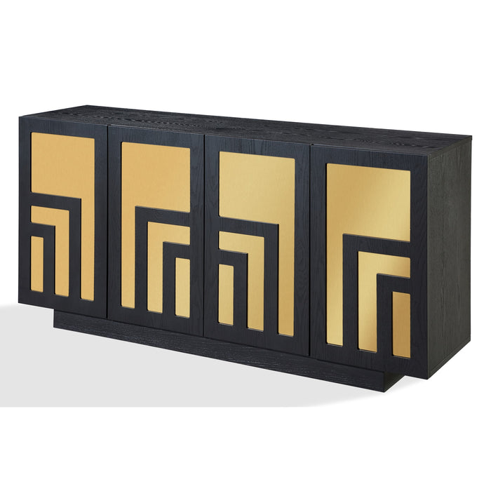 Modus Doheny Wood and Metal  Two Door Sideboard in Black and Brass Image 3