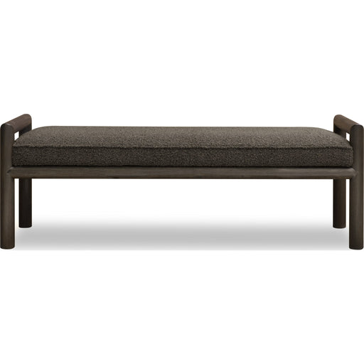Modus Furniture Dorsey Boucle Upholstered Wooden Bench in Basalt Grey and Pumpernickel 655450430084 NSU588 Image 1