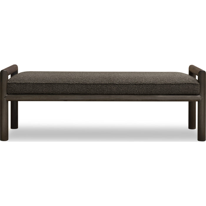 Modus Furniture Dorsey Boucle Upholstered Wooden Bench in Basalt Grey and Pumpernickel 655450430084 NSU588 Image 1