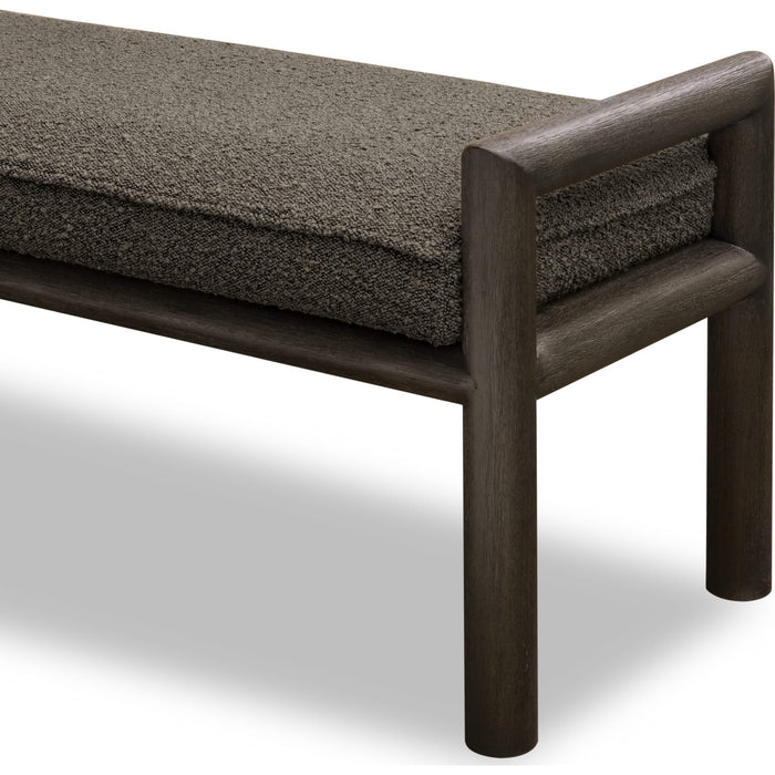 Modus Furniture Dorsey Boucle Upholstered Wooden Bench in Basalt Grey and Pumpernickel 655450430084 NSU588 Image 6