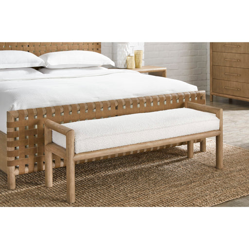 Modus Dorsey Boucle Upholstered Wooden Bench in Granola and Ricotta Main Image