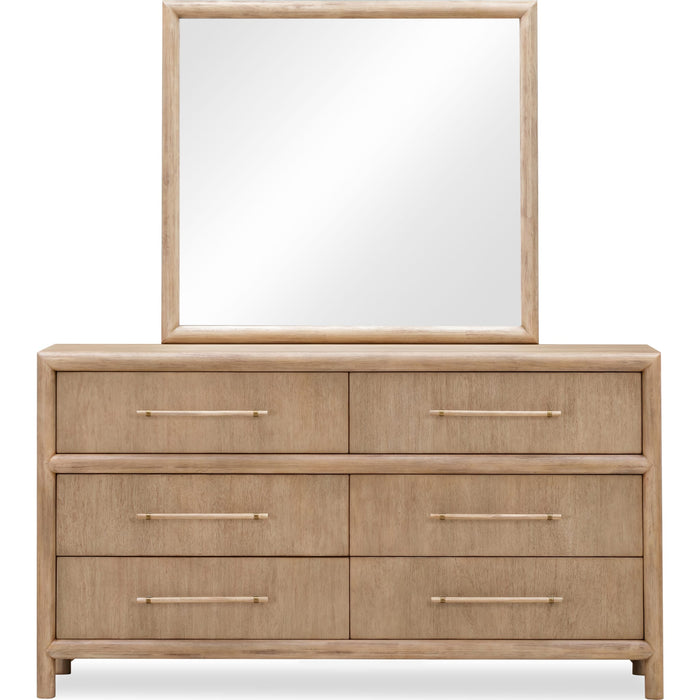 Modus Furniture Dorsey Solid Wood and Glass Mirror in Granola 655450421440 NSPV83 Image 2