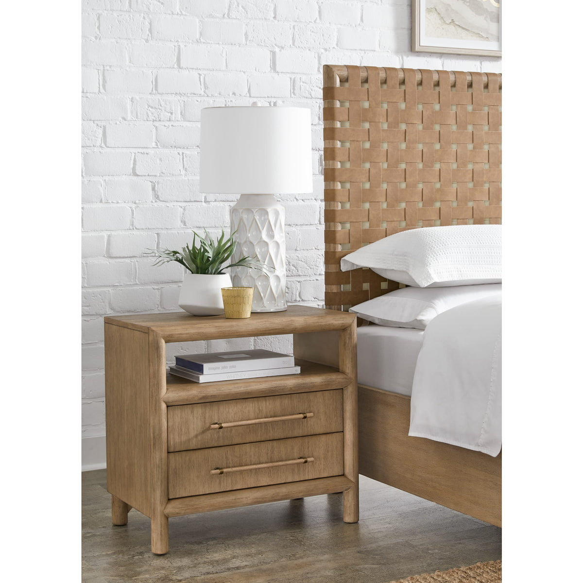 Dorsey Two Drawer USB-charging Nightstand in Granola — Modus Furniture
