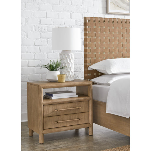 Modus Furniture Dorsey Two Drawer USB charging Nightstand in Granola 655450421426 NSPV81B Main Image