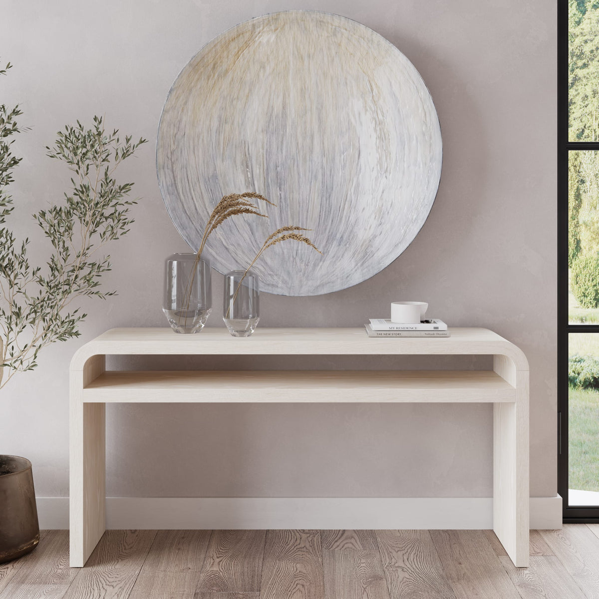 Drake Ash Wood Console Table in Sugar — Modus Furniture
