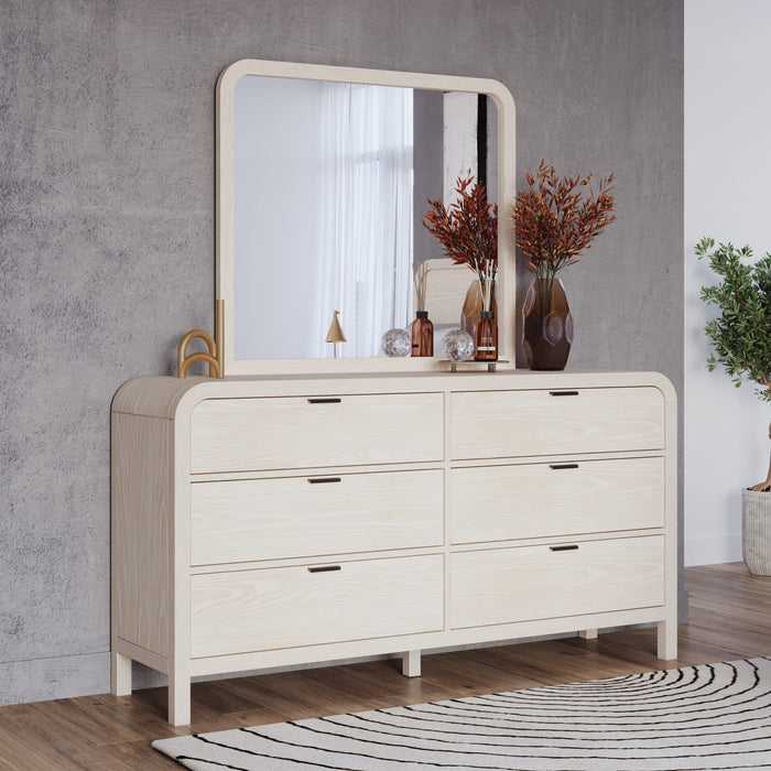 Modus Furniture Drake Beveled Glass Wall or Dresser Mirror in Sugar 655450401633 NKNF83 Image 1