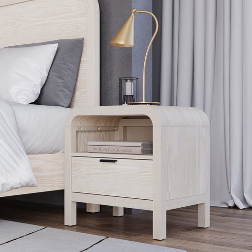 Modus Furniture Drake One Drawer One Shelf USB Charging Nightstand in Sugar 655450401619 NKNF81B Main Image