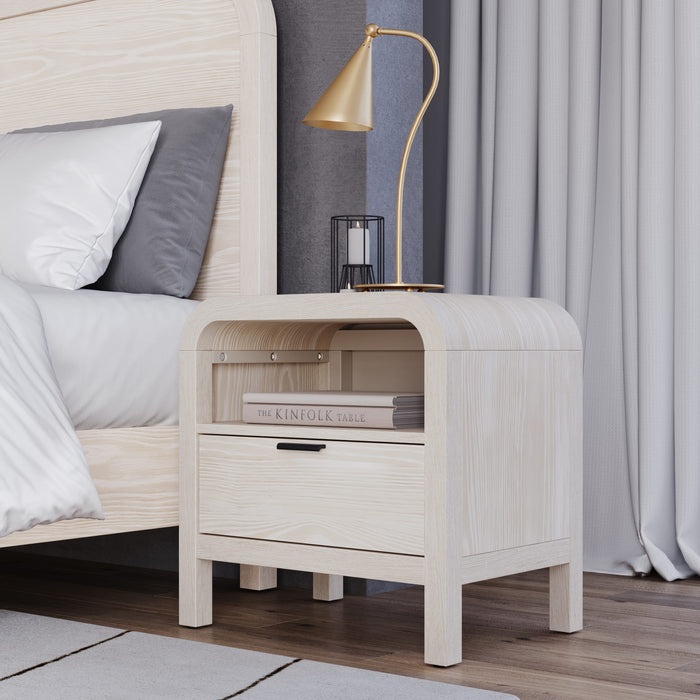 Modus Furniture Drake One Drawer One Shelf USB Charging Nightstand in Sugar 655450401619 NKNF81B Main Image