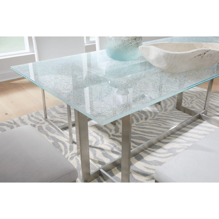 Modus Eliza Cracked Glass Dining Table in Brushed Stainless Steel Image 2