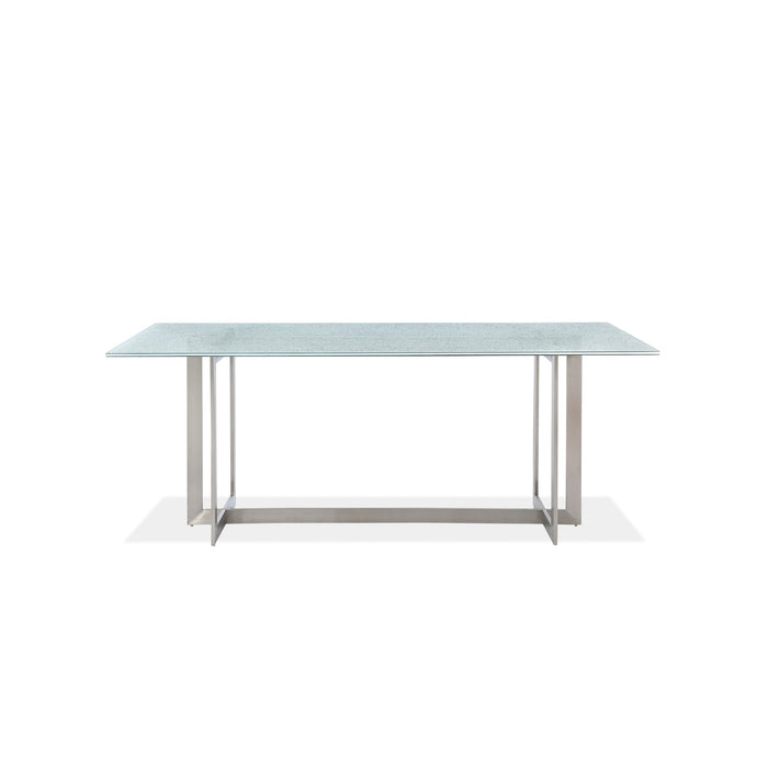 Modus Eliza Cracked Glass Dining Table in Brushed Stainless Steel Image 3