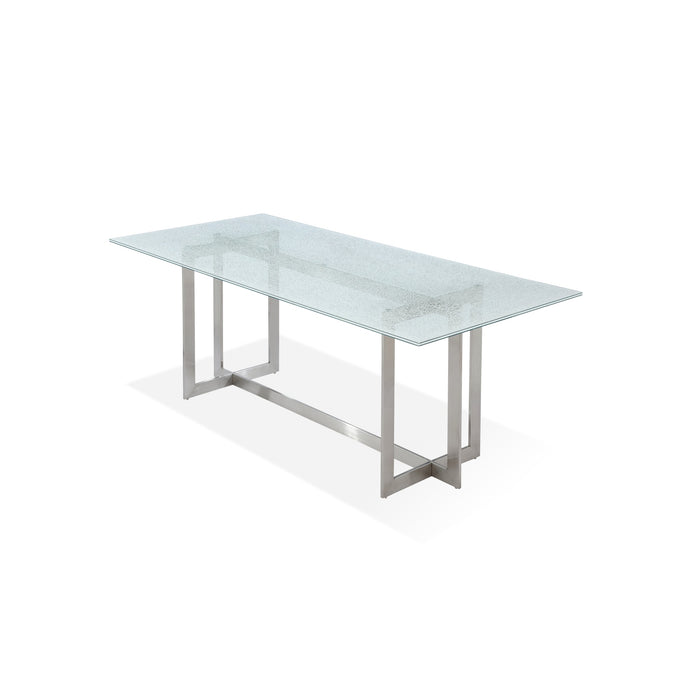 Modus Eliza Cracked Glass Dining Table in Brushed Stainless Steel Image 4