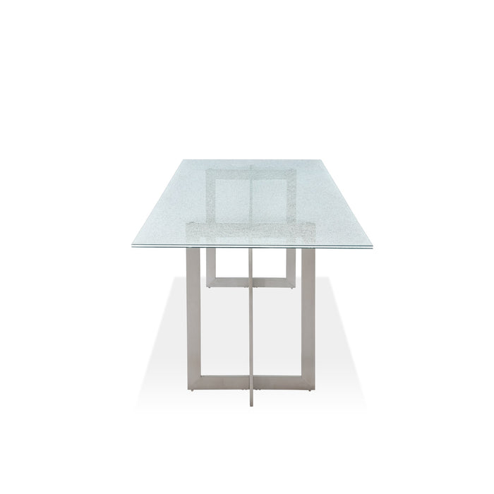 Modus Eliza Cracked Glass Dining Table in Brushed Stainless Steel Image 6