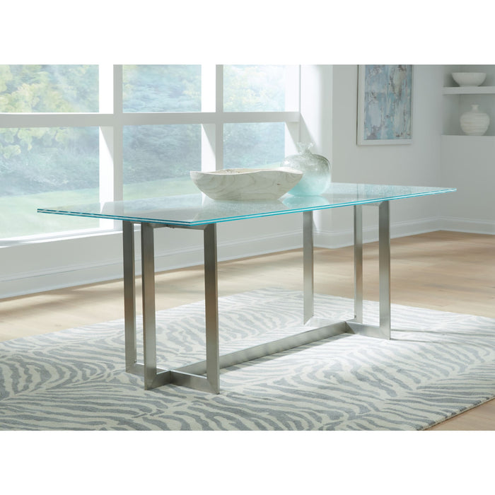 Modus Eliza Cracked Glass Dining Table in Brushed Stainless Steel Main Image