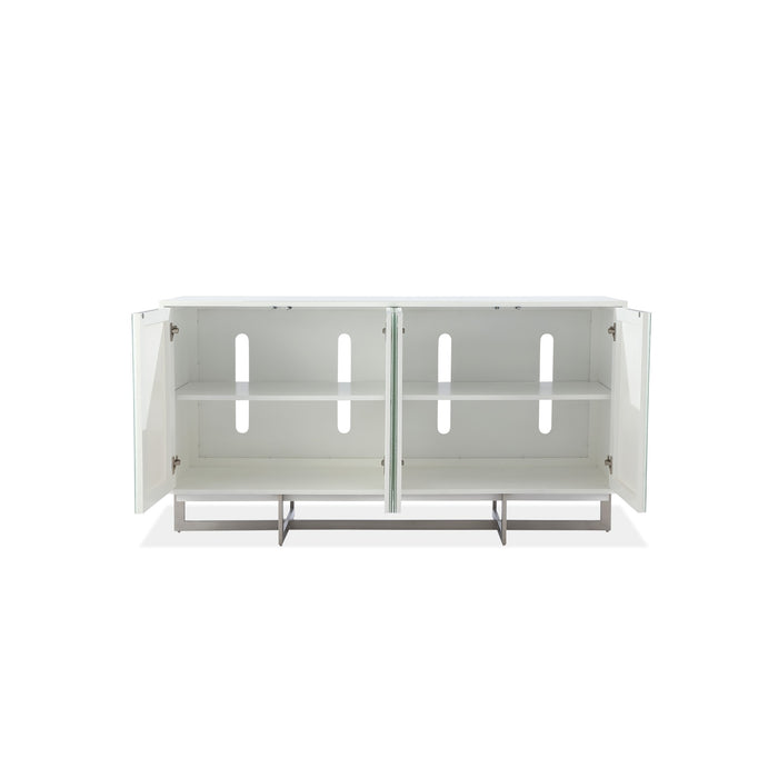 Modus Eliza Cracked Glass Sideboard in Brushed Stainless in White and Brushed Stainless SteelImage 1