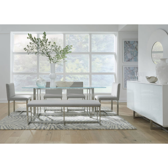 Modus Eliza Upholstered Dining Bench in Dove and Brushed Stainless Steel Image 2