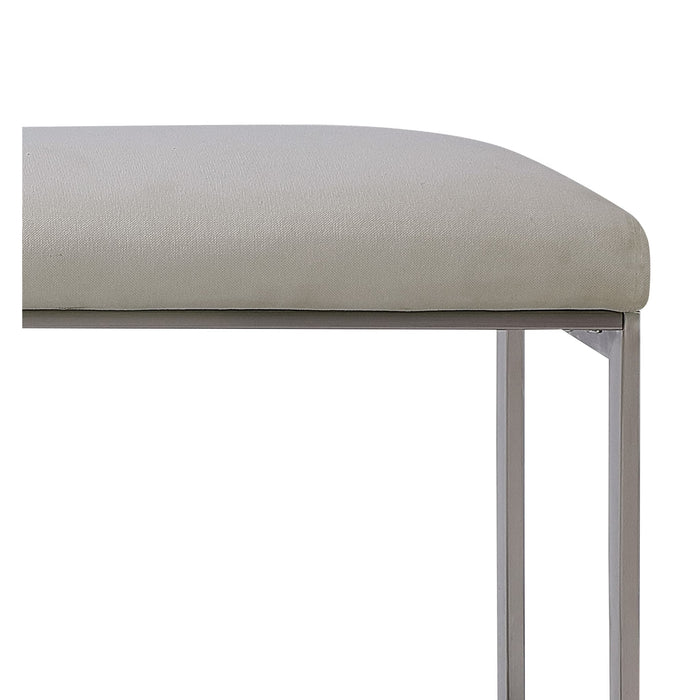 Modus Eliza Upholstered Dining Bench in Dove and Brushed Stainless SteelImage 4