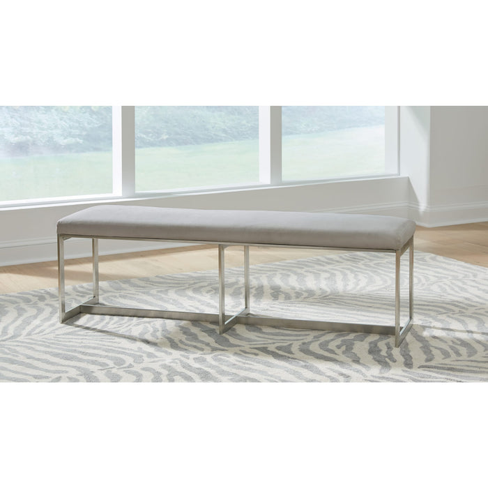 Modus Eliza Upholstered Dining Bench in Dove and Brushed Stainless Steel Main Image