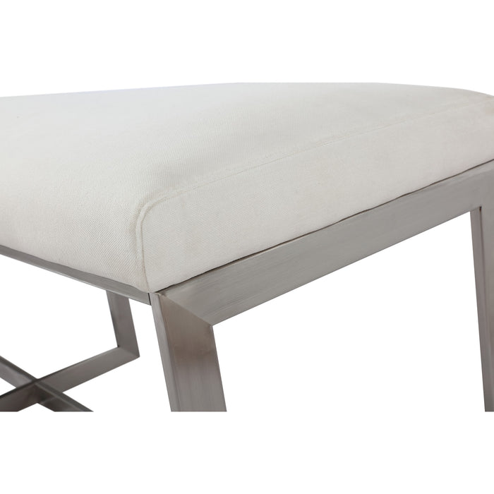 Modus Eliza Upholstered Dining Bench in Pearl and Brushed Stainless SteelImage 1