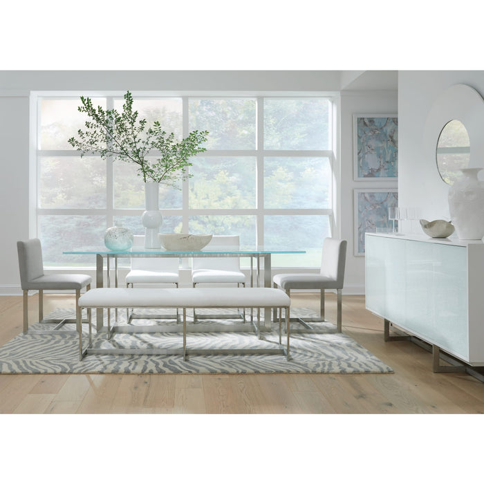 Modus Eliza Upholstered Dining Bench in Pearl and Brushed Stainless Steel Image 2