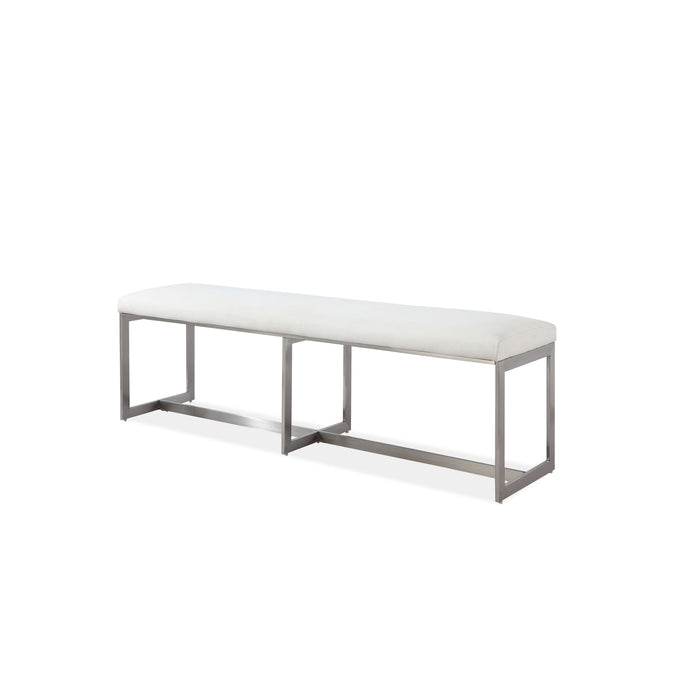 Modus Eliza Upholstered Dining Bench in Pearl and Brushed Stainless Steel Image 5