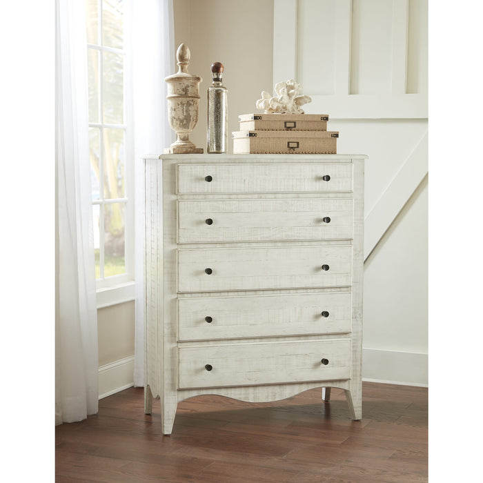 Modus Ella Solid Wood Five Drawer Chest in White WashMain Image