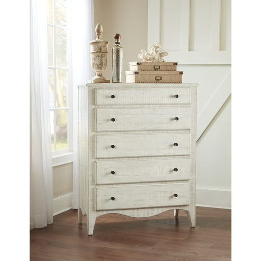 Modus Ella Solid Wood Five Drawer Chest in White Wash (2024) Main Image