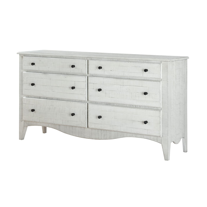 Modus Ella Solid Wood Six Drawer Dresser in White Wash (2024) Image 2