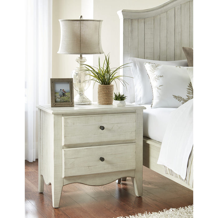 Modus Ella Solid Wood Two Drawer Nightstand in White Wash Main Image