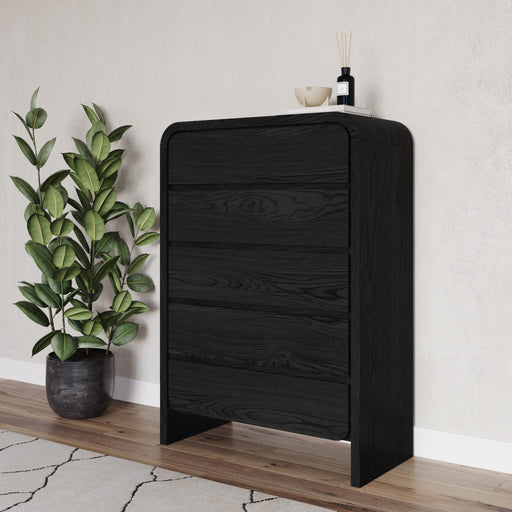 Modus Furniture Elora Five Drawer Chest in Jet Black Ash 655450415722 PRKS84 Main Image