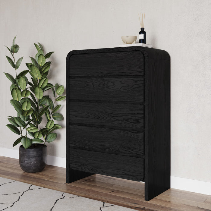 Modus Furniture Elora Five Drawer Chest in Jet Black Ash 655450415722 PRKS84 Main Image