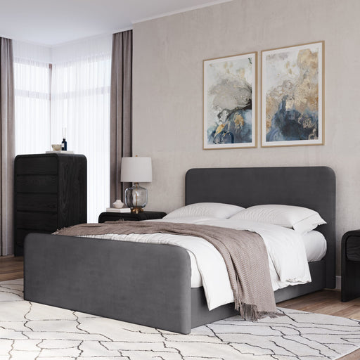 Modus Elora Fully Upholstered Platform Bed in Charcoal VelvetMain Image
