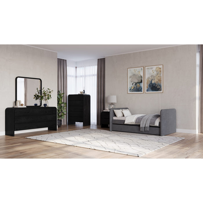 Modus Elora Upholstered Daybed with Trundle in Charcoal VelvetImage 2