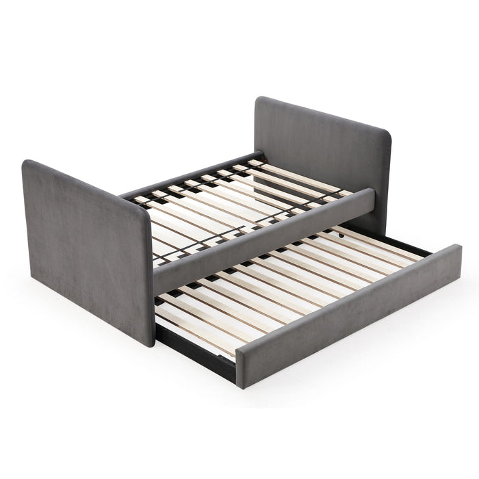 Modus Elora Upholstered Daybed with Trundle in Charcoal VelvetImage 7