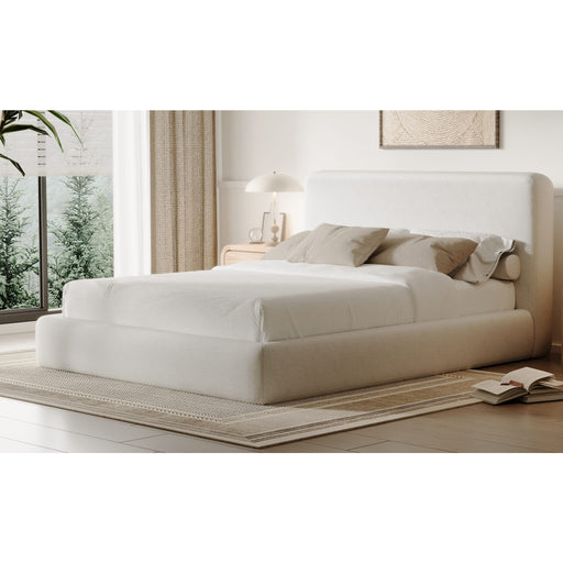 Modus Furniture Elora Upholstered Platform Bed in Whitewashed Chenille  PRZPM  Main Image