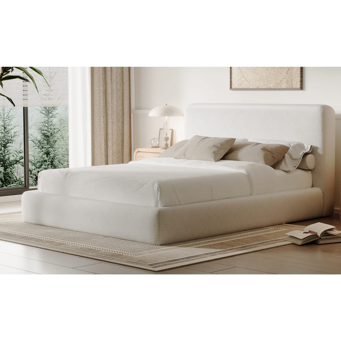 Modus Furniture Elora Upholstered Platform Bed in Whitewashed Chenille  PRZPM  Main Image