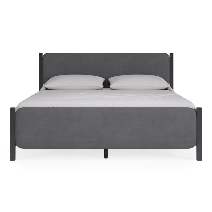 Modus Elora Wood and Velvet Upholstered Bed in Jet and Charcoal Image 3