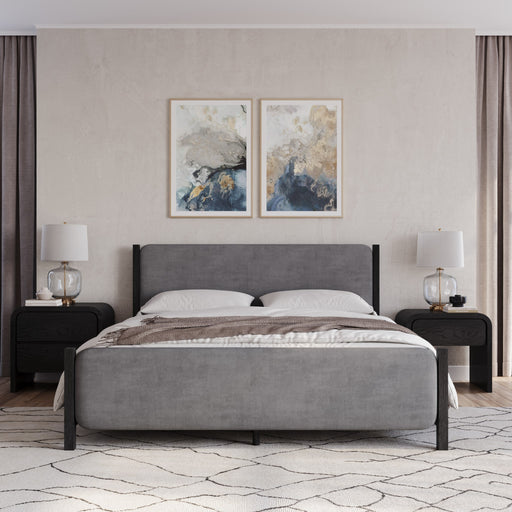 Modus Elora Wood and Velvet Upholstered Bed in Jet and CharcoalMain Image