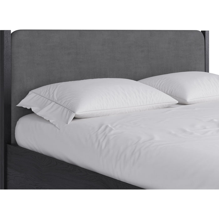 Modus Furniture Elora Wood and Velvet Upholstered Bed in Jet and Charcoal  PRKSA  Image 2