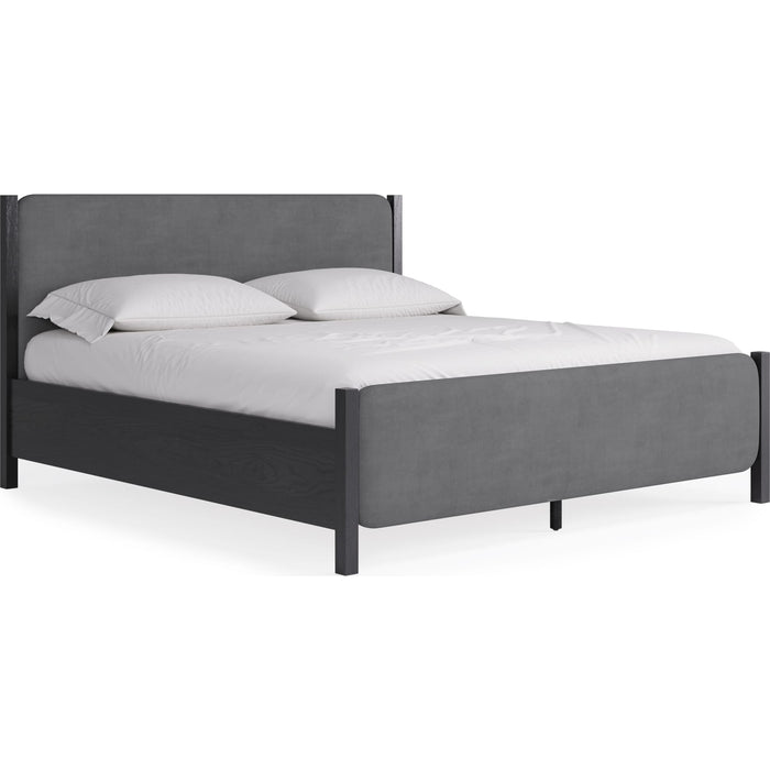 Modus Furniture Elora Wood and Velvet Upholstered Bed in Jet and Charcoal  PRKSA  Image 4