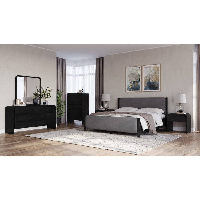 Modus Furniture Elora Wood and Velvet Upholstered Bed in Jet and Charcoal  PRKSA  Image 5