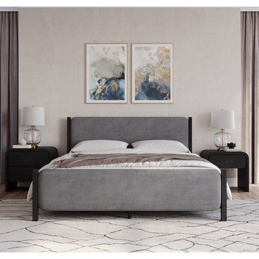 Modus Furniture Elora Wood and Velvet Upholstered Bed in Jet and Charcoal  PRKSA  Main Image