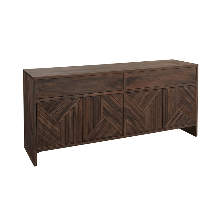 Modus Fevano Four Door Two Drawer Solid Wood Sideboard in Smoked Brown Image 2